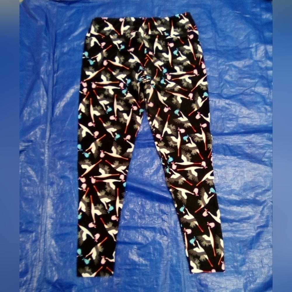Womans Black Stork Print Leggings